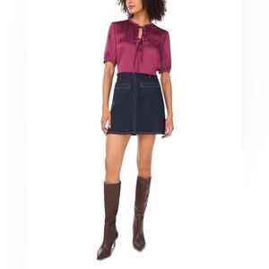 Vince Camuto Front Tied Short Sleeve Blouse Women's in Sweet Plum